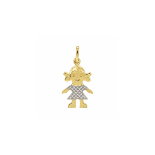 Pingente Menina P Em Ouro Bicolor