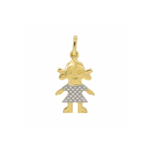 Pingente Menina M Em Ouro Bicolor
