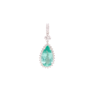 Pingente Pendant Em Ouro Branco  Com 1 Esmeralda  Gota  5.40ct 