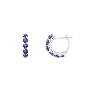 Piercing Argola Em Ouro Branco Com 6 Safiras Azuis