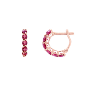 Piercing Argola Em Ouro Rosé Com 6 Rubis