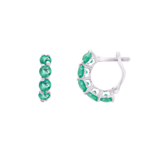 Piercing Argola Em Ouro Branco  Com 5 Esmeraldas 