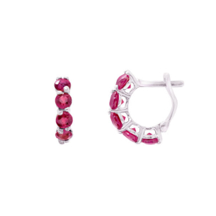 Piercing Argola Em Ouro Branco Com 5 Rubis