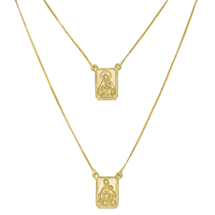 Gargantilha Escapulario Em Ouro Amarelo 60cm