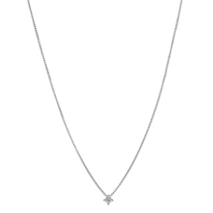 Gargantilha Ponto De Luz Em Ouro Branco 45cm Com 1 Diamante Redondo 0.03ct