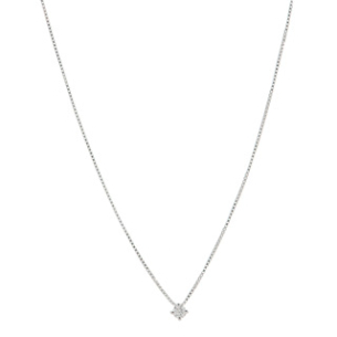 Gargantilha Ponto De Luz Em Ouro Amarelo 45cm Com 1 Diamante Redondo 0.05ct