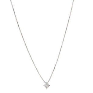 Gargantilha Ponto De Luz Em Ouro Branco 45cm Com 1 Diamante Redondo 0.10ct