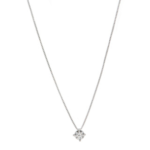Gargantilha Ponto De Luz Em Ouro Branco 45cm Com 1 Diamante Redondo 0.20ct