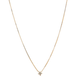 Gargantilha Ponto De Luz Em Ouro Amarelo 45cm Com 1 Diamante Redondo 0.03ct