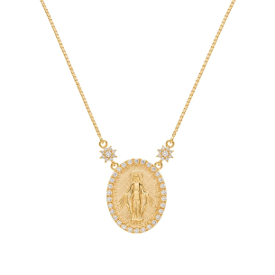 Gargantilha Nossa Senhora Em Ouro Amarelo 45cm 