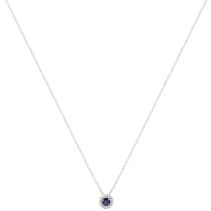 Gargantilha Fianda Em Ouro Branco 45cm Com 1 Safira Azul Redondo