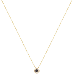 Gargantilha Fianda Em Ouro Amarelo 45cm Com 1 Safira Azul Redondo 