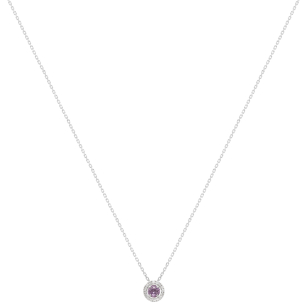 Gargantilha Fianda Em Ouro Branco 45cm Com 1 Safira Roxa Redondo