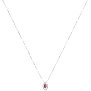 Gargantilha Fianda Em Ouro Branco 45cm  Com 1 Rubi  Navete 