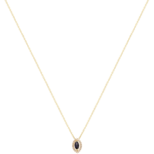 Gargantilha Fianda Em Ouro Amarelo 45cm Com 1 Safira Azul Navete