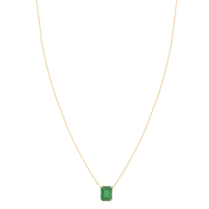 Gargantilha Em Ouro Amarelo 45cm  Com 1 Esmeralda  Emerald Cut  2.18ct 