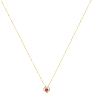 Gargantilha Fianda Em Ouro Amarelo 45cm Com 1 Rubi Coração