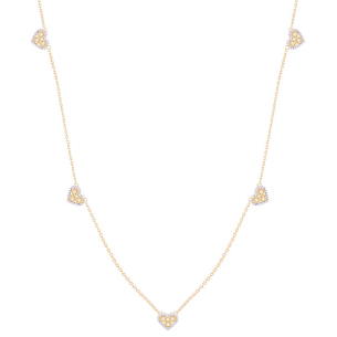 Gargantilha Coração Em Ouro Bicolor 45cm Com 15 Diamantes Redondo 0.07ct 