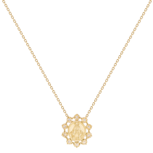 Gargantilha Nossa Senhora Das Graças Em Ouro Amarelo 45cm Com 10 Diamantes Redondo 0.05ct