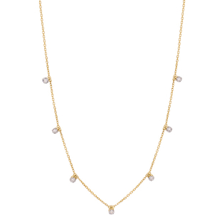 Gargantilha Em Ouro Bicolor 45cm Com 7 Diamantes Redondo 0.03ct 