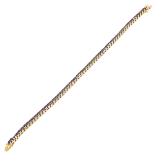 Pulseira Riviera Em Ouro Amarelo 18cm  Com 61 Safiras Azuis 