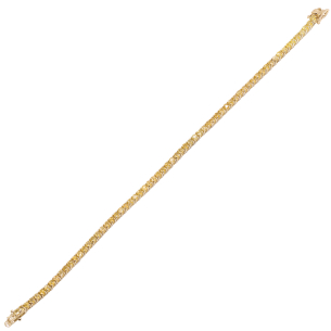 Pulseira Riviera Em Ouro Amarelo 18cm  Com 66 Safiras Amarelas 