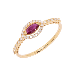 Anel Fianda Em Ouro Amarelo Com 1 Rubi Navete