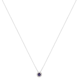 Gargantilha Fianda Em Ouro Branco 45cm Com 1 Safira Azul Redondo