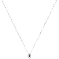 Gargantilha Fianda Em Ouro Branco 45cm Com 1 Safira Azul Navete