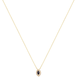 Gargantilha Fianda Em Ouro Amarelo 45cm Com 1 Safira Azul Navete