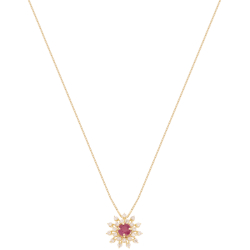 Gargantilha Sol Em Ouro Amarelo 45cm Com 1 Rubi Redondo