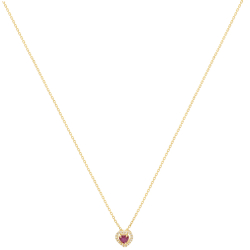 Gargantilha Fianda Em Ouro Amarelo 45cm Com 1 Rubi Coração